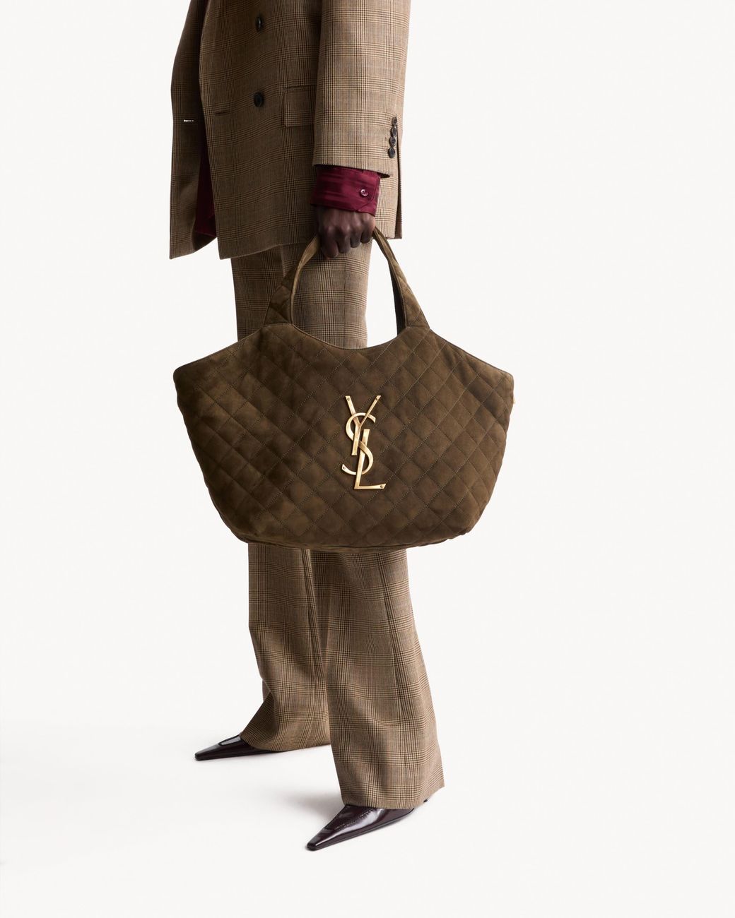 Saint Laurent Brown Icare Quilted Medium Tote Bag
