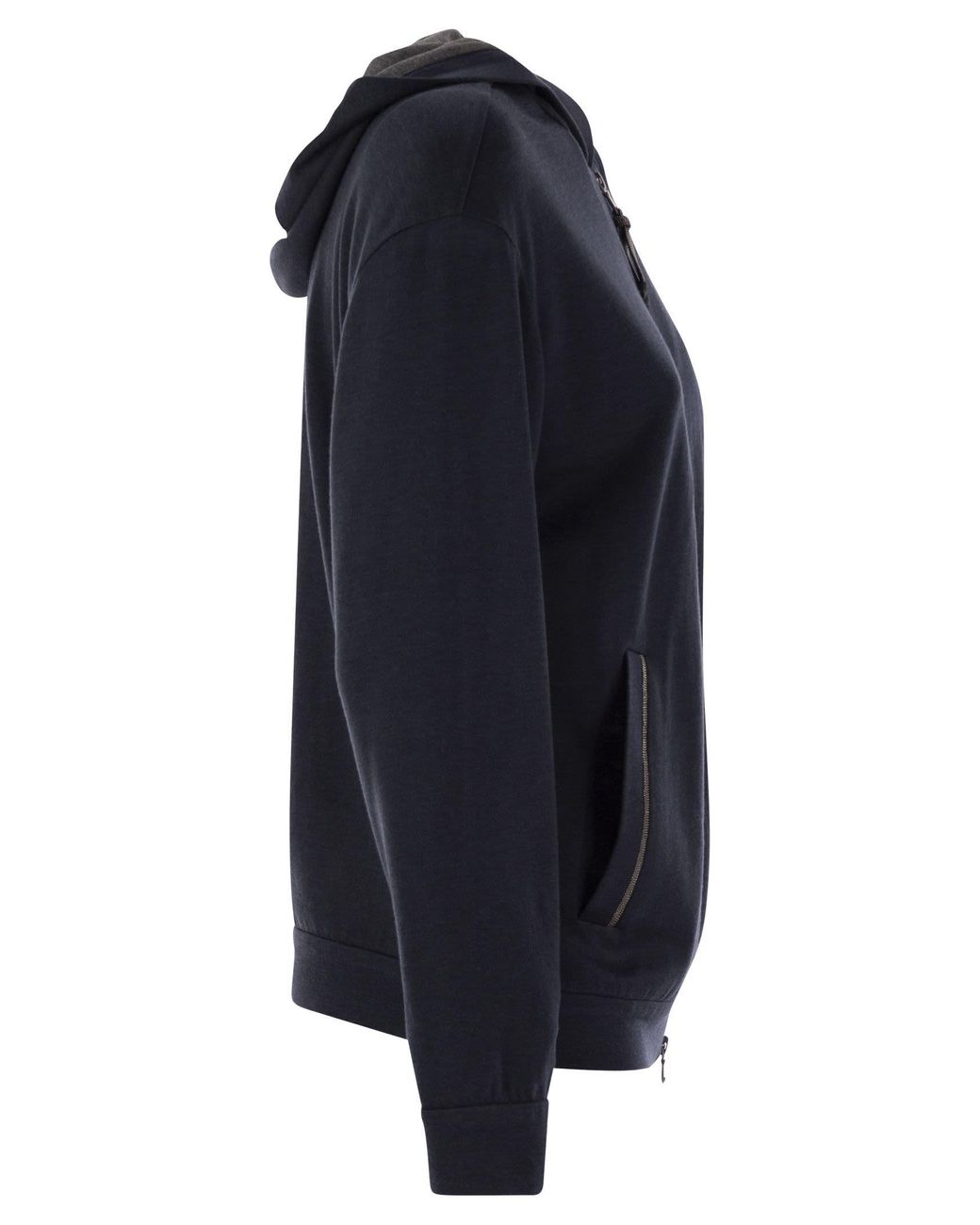 Brunello Cucinelli Black Zip-Up Hoodie