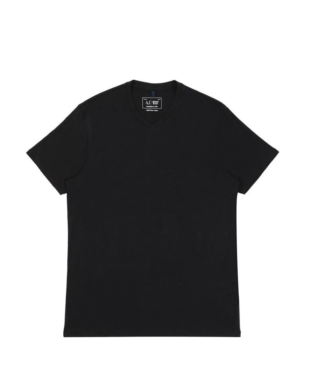 Armani Jeans Black Printed V-Collar Short-Sleeved T-Shirt for men