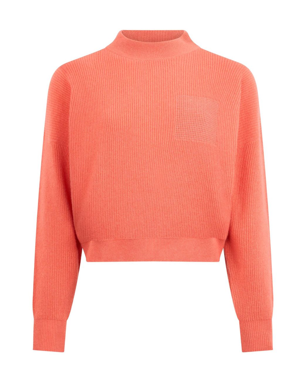 Peserico Pink Cropped High Neck Knitted Sweater