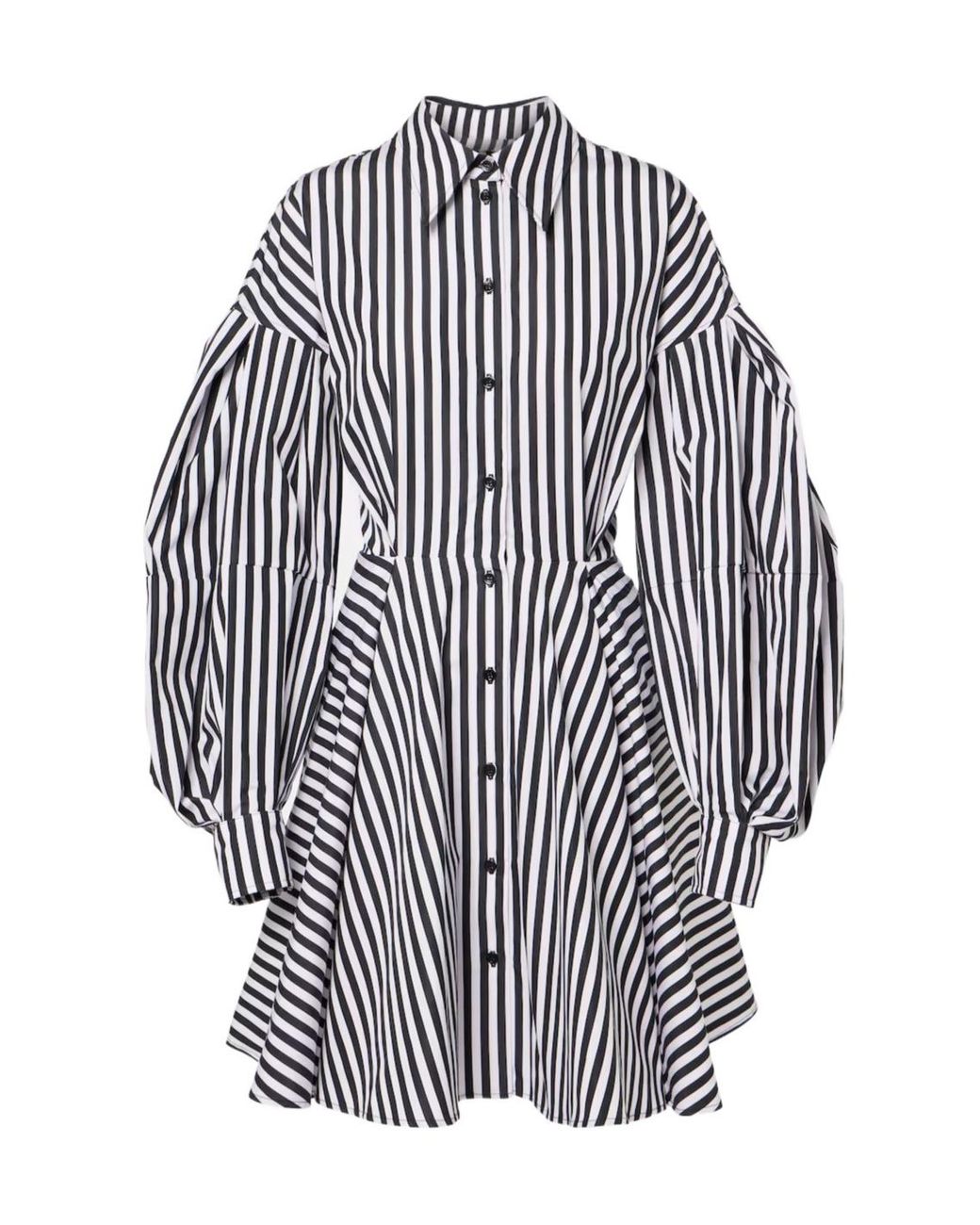 Nina Ricci Gray Striped Poplin Midi Dress