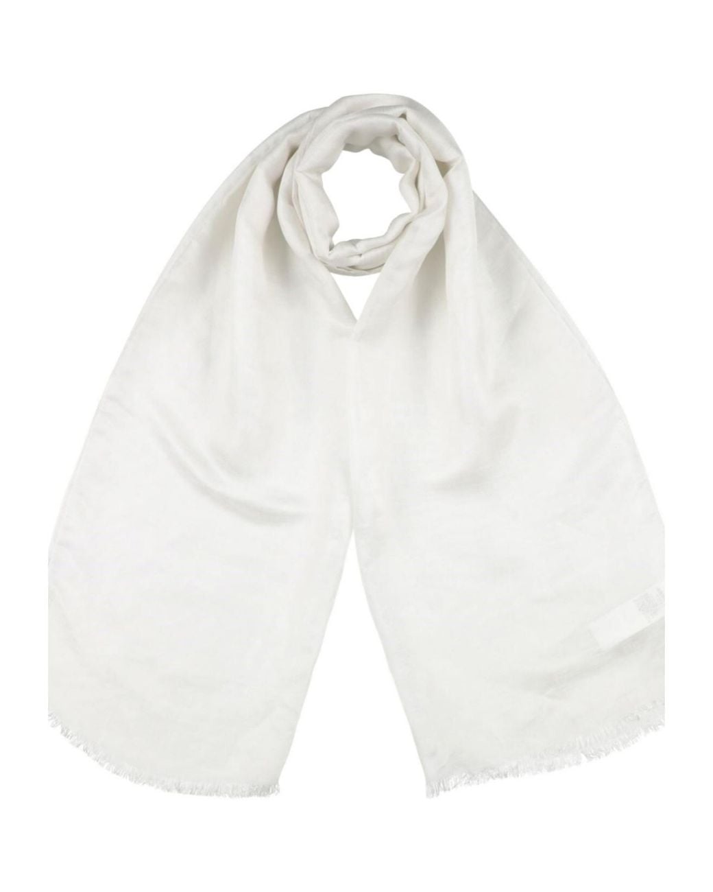 Max Mara White Solid-Colored Long Scarf