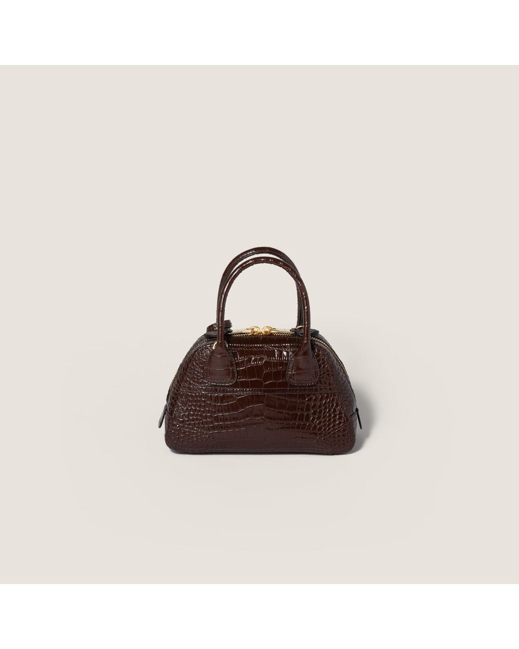 Miu Miu Brown Vivant Crocodile Embossed Calfskin Mini-Bag