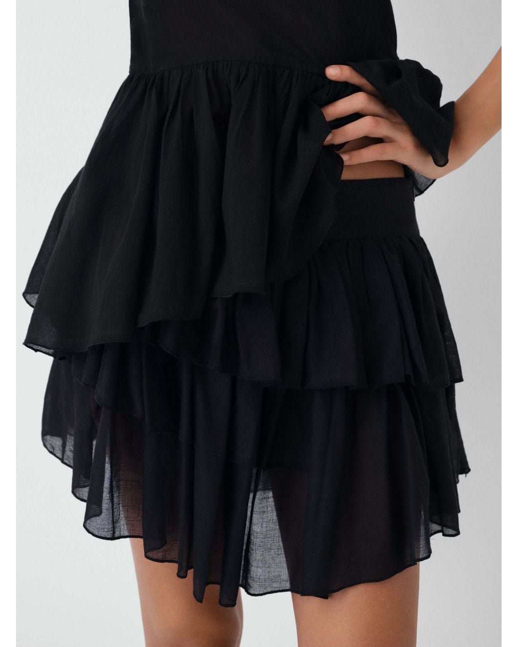 GIMAGUAS Black Joan Ruffled Mini Skirt