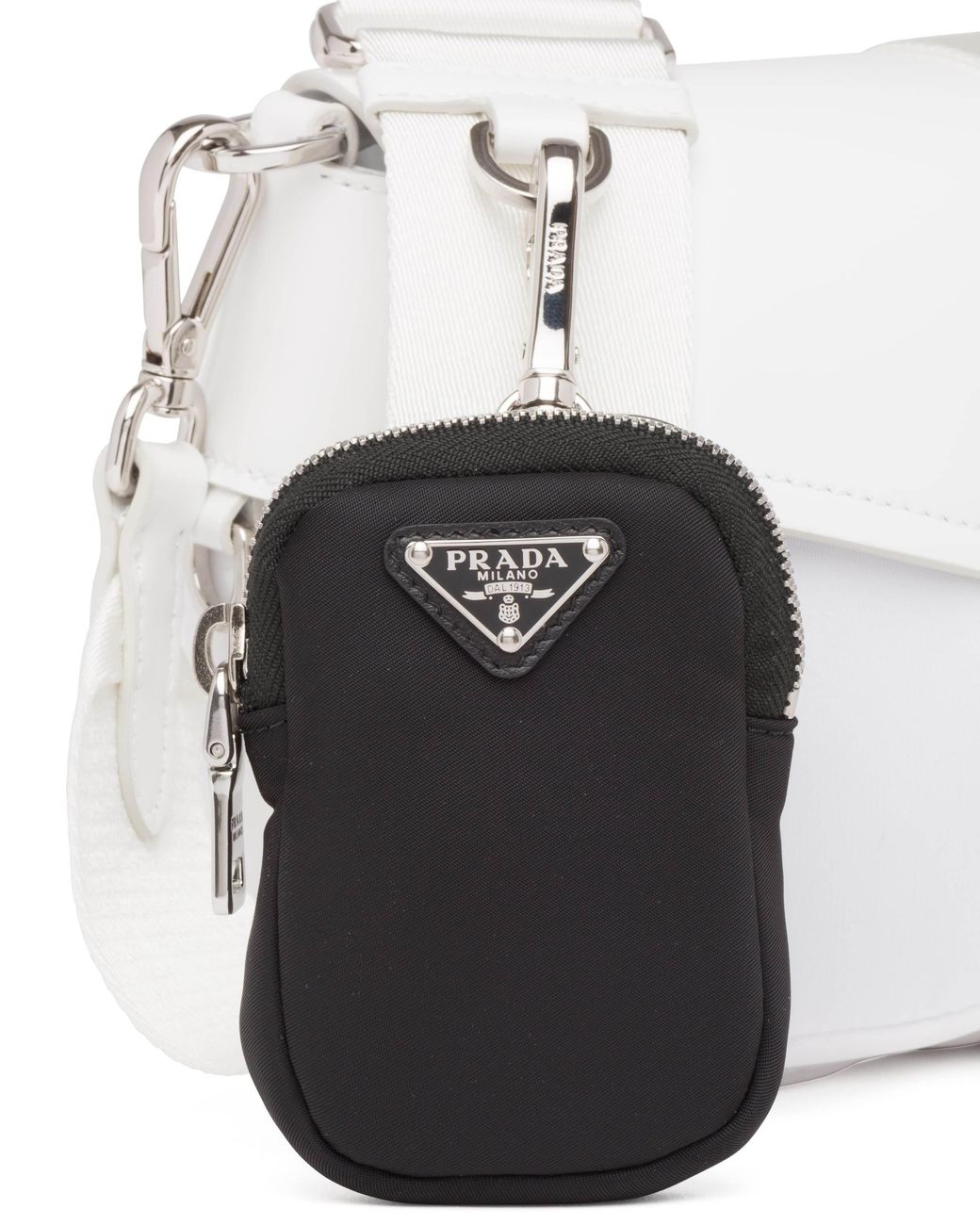 Prada Black Re-Nylon Mini Pouch With Keychain