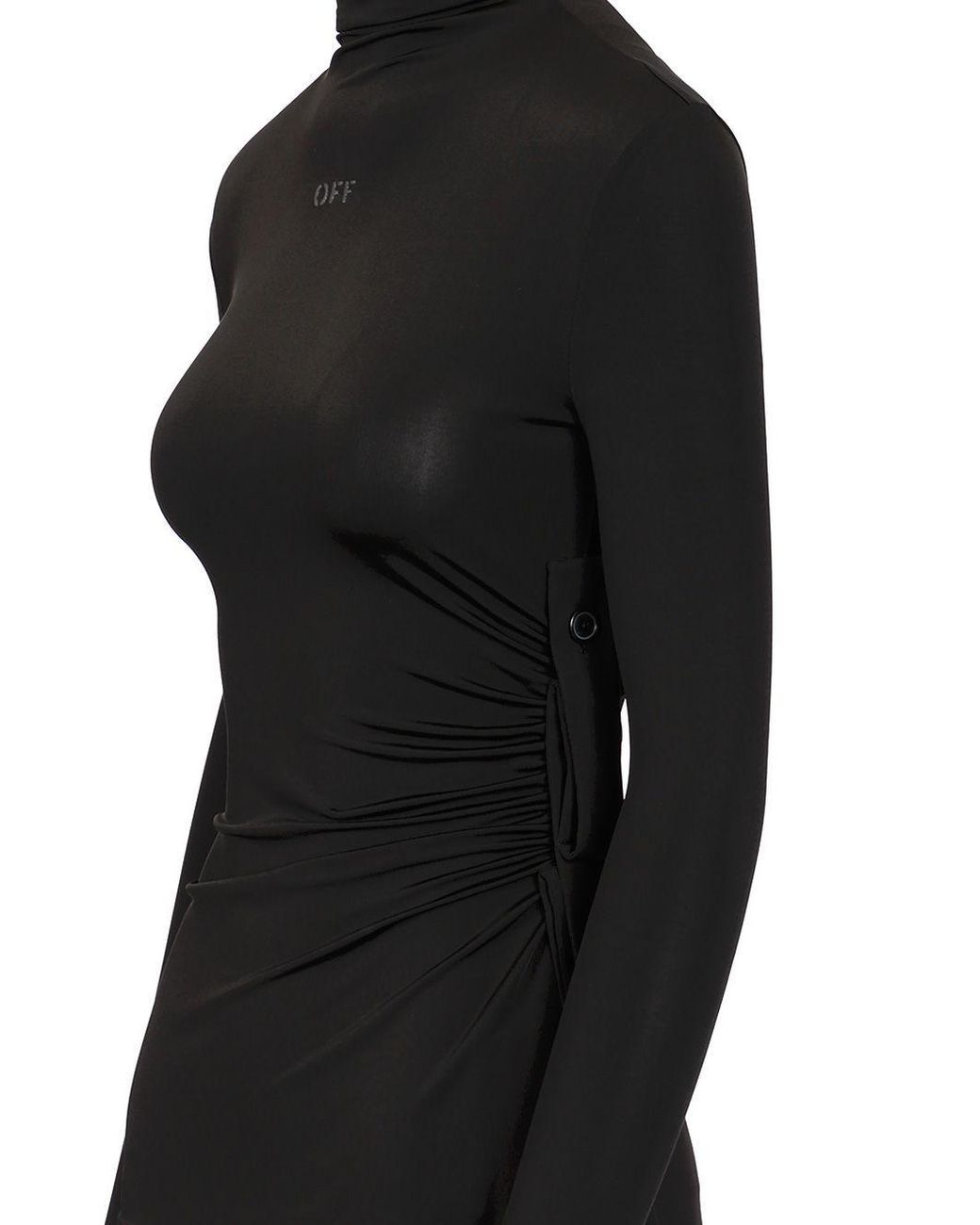 Off-White c/o Virgil Abloh Black Draped High Neck Mini Dress