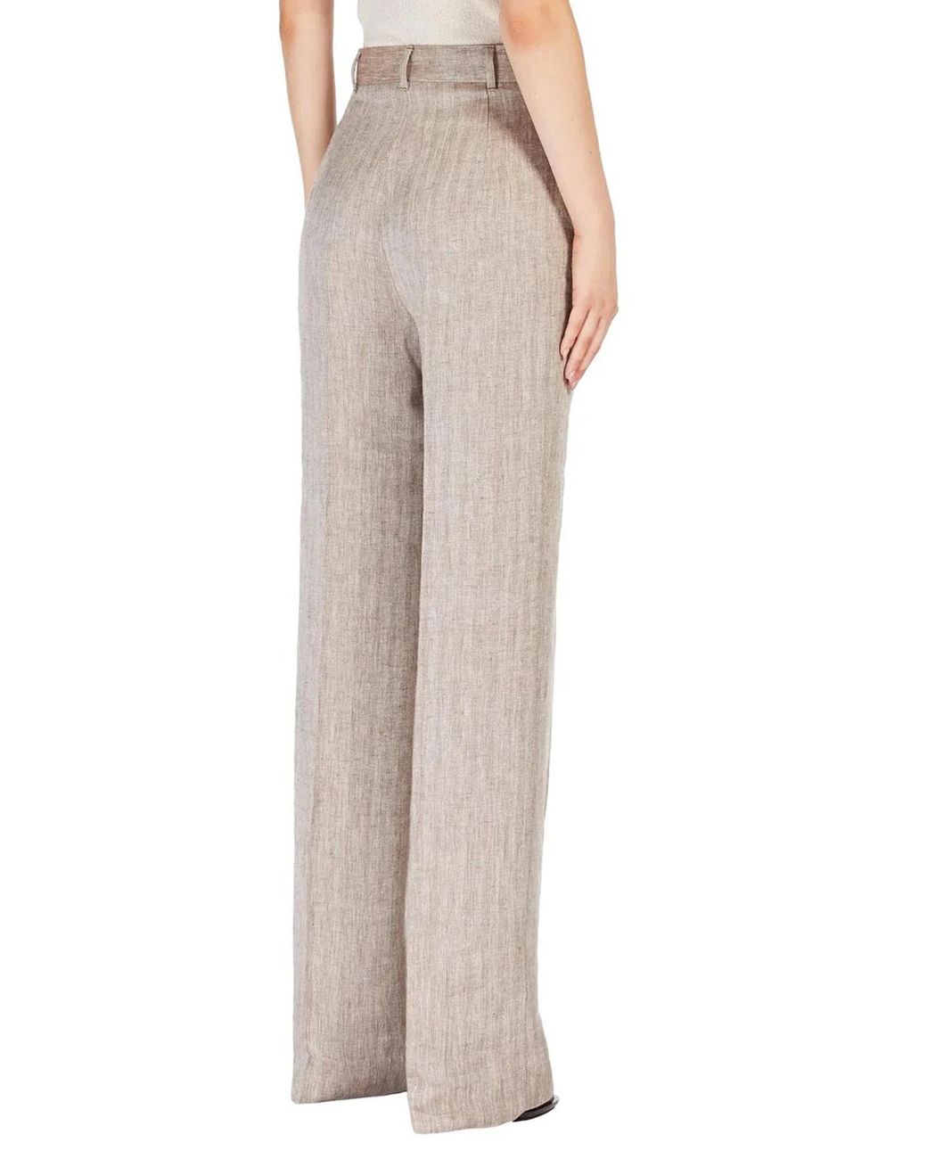 Max Mara Gray Studio Satira Pleat Detailed Straight Leg Trousers