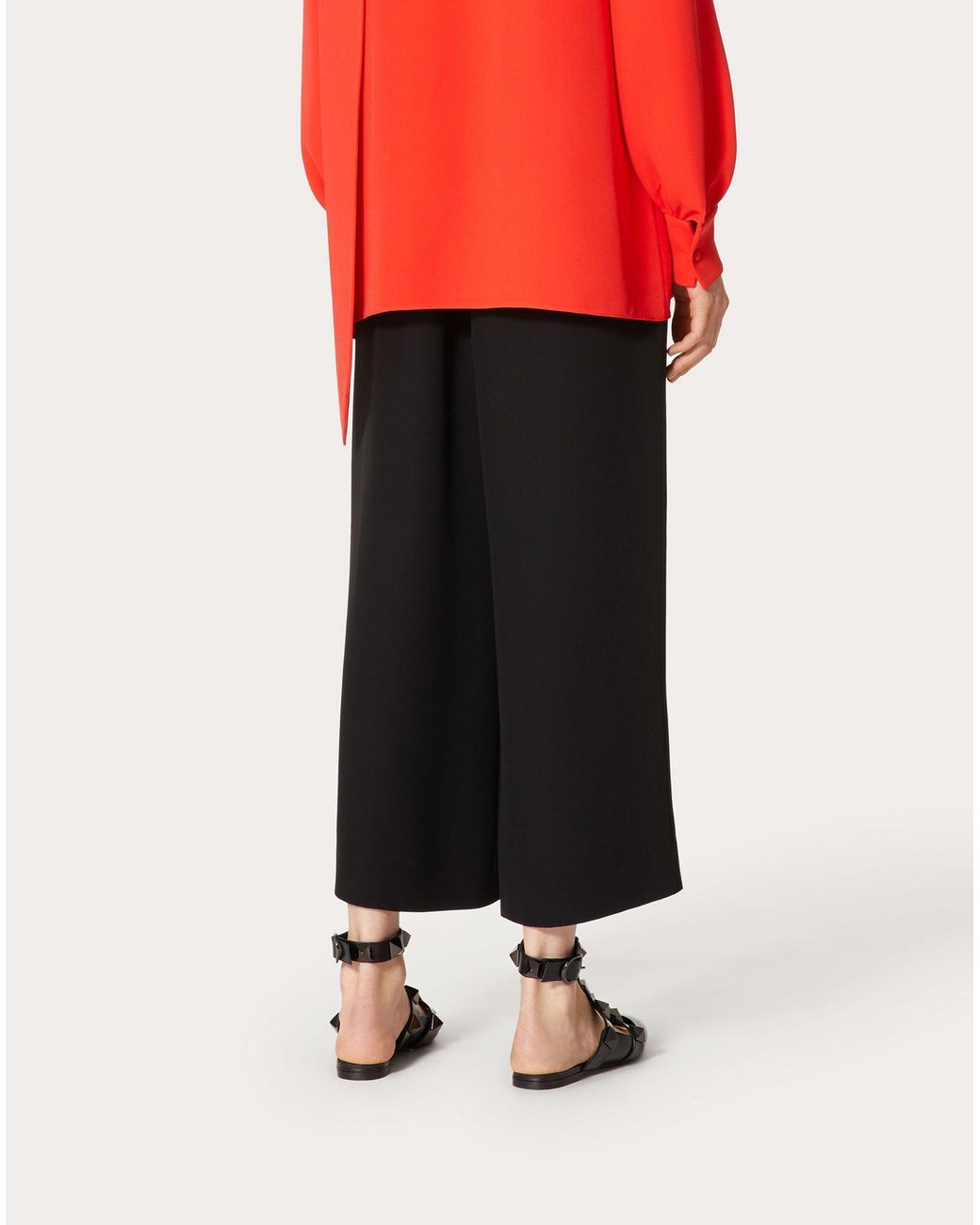 Valentino Black Tied-Waist Wide-Leg Trousers