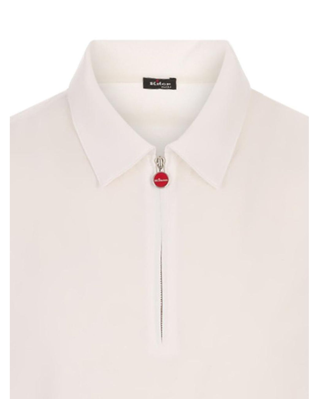 Kiton White Zip Cotton Polo Shirt for men