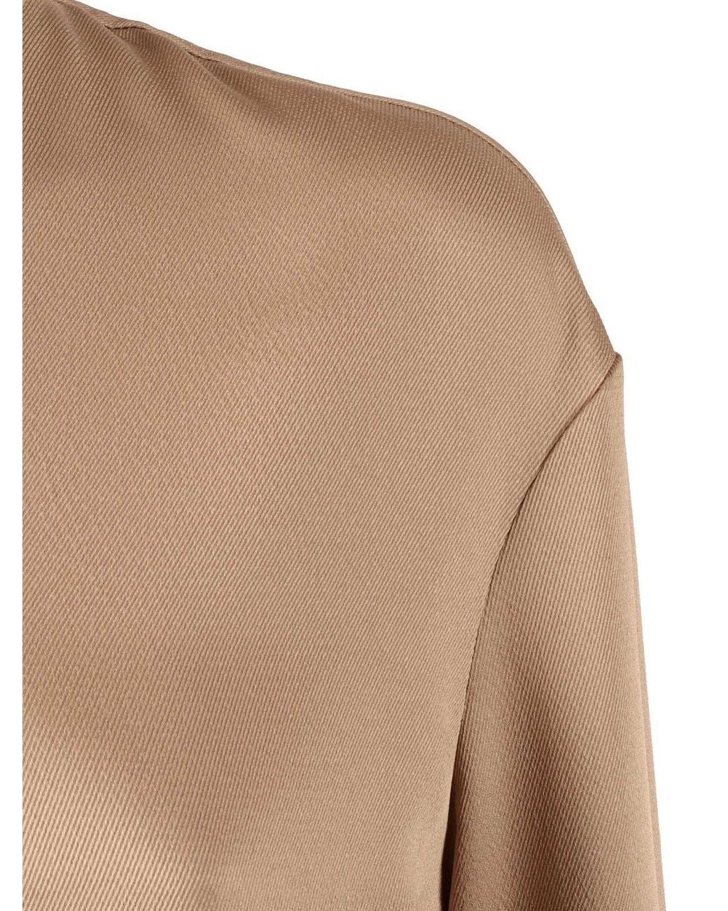 Emporio Armani Natural Long-Sleeved Crewneck Blouse