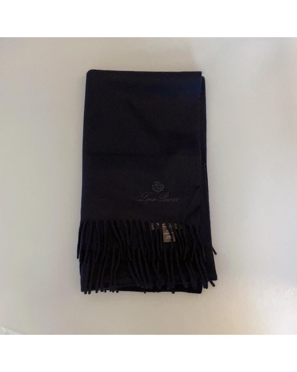 Loro Piana Blue Fringed Cashmere Scarf for men
