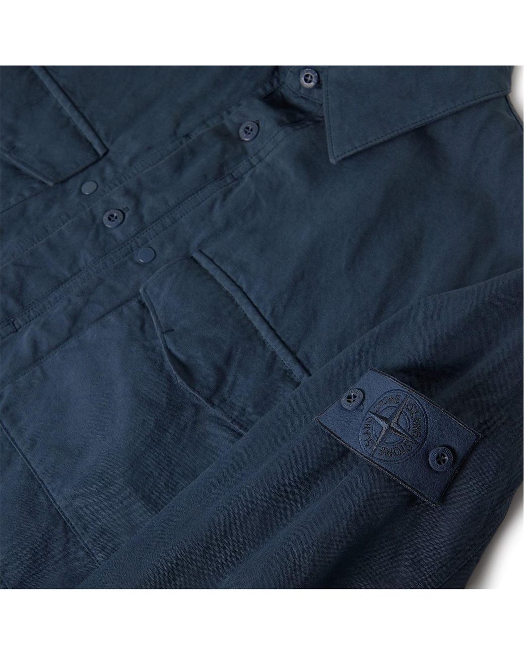 Stone Island Blue Logo-Stamped Casual Jacket for men