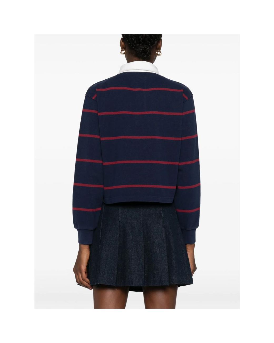 Sporty & Rich Blue Striped Polo Top