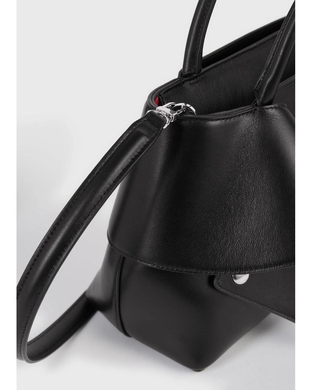 Totême Black Totême Foldover Detailed Small Tote Bag