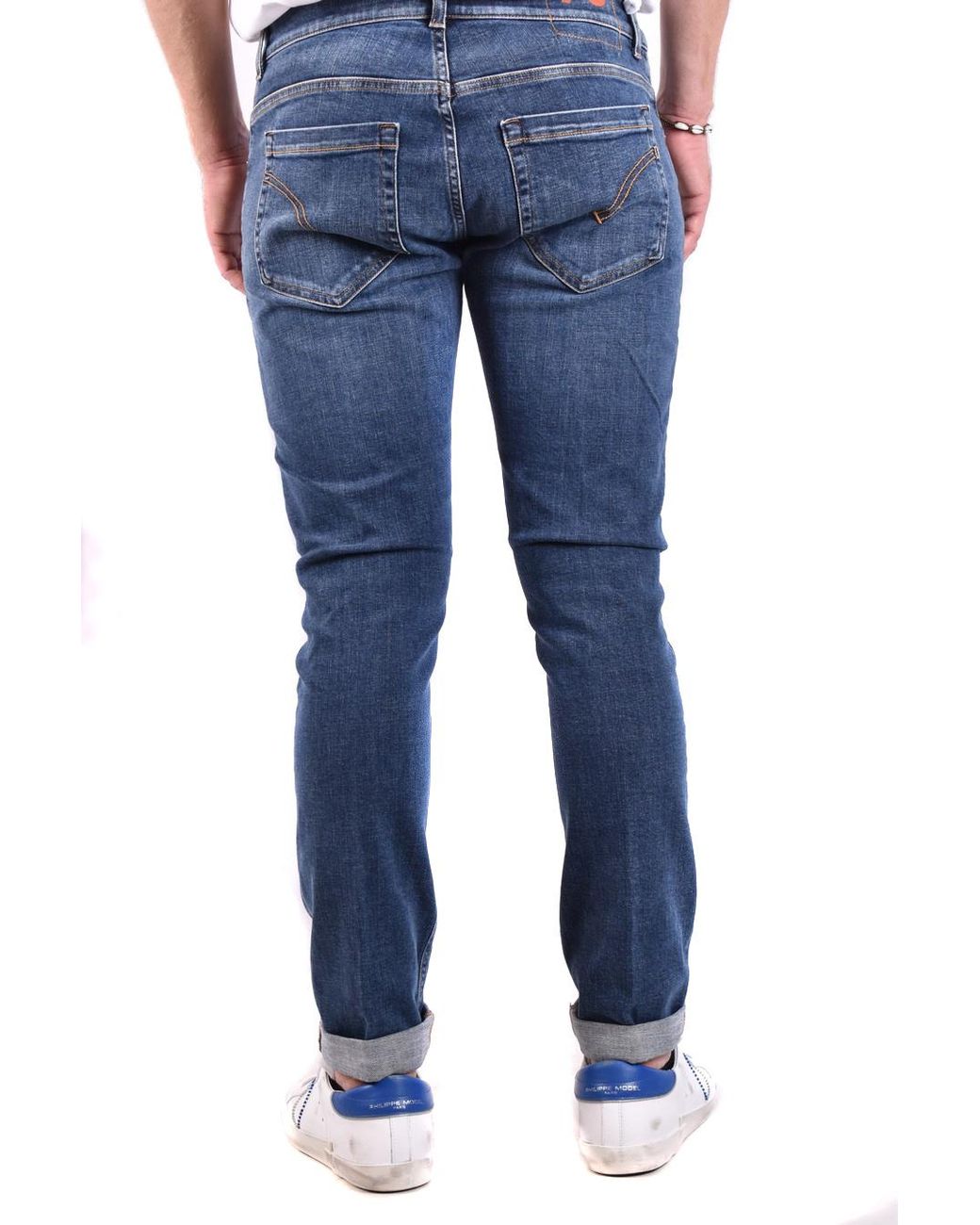 Dondup Blue Logo Logo Denim Trousers for men
