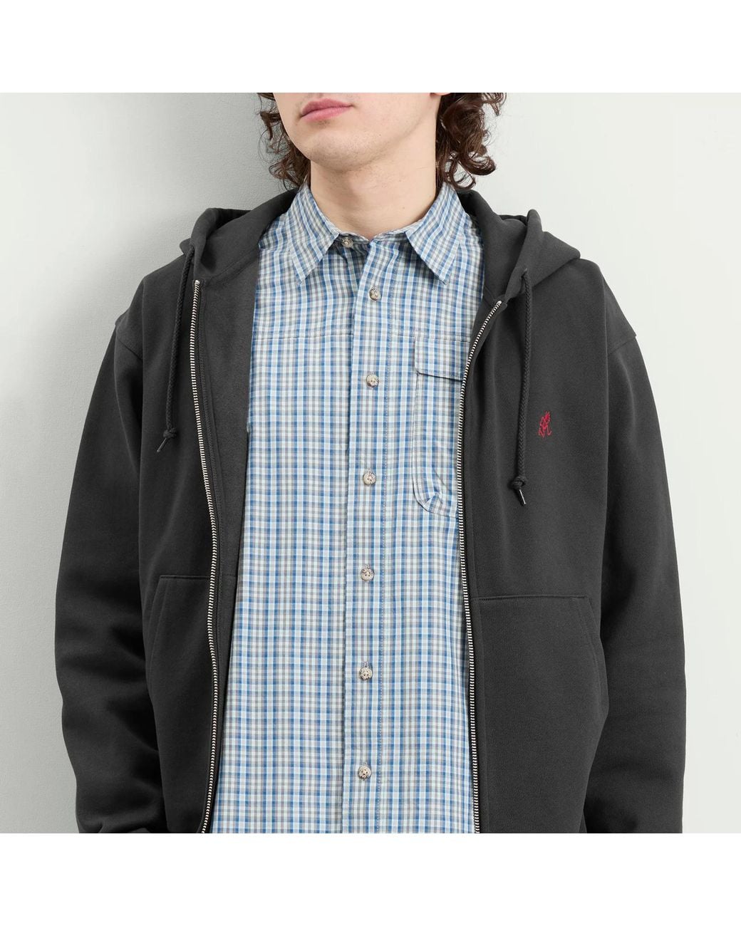 Gramicci Blue One Point Zip Hoodie for men