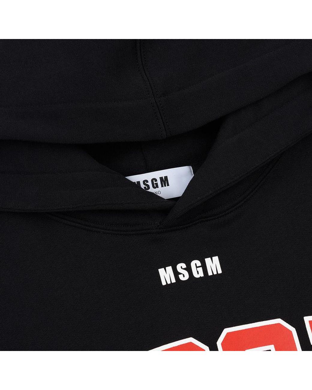 MSGM Black Printed Hooded Hoodie for men