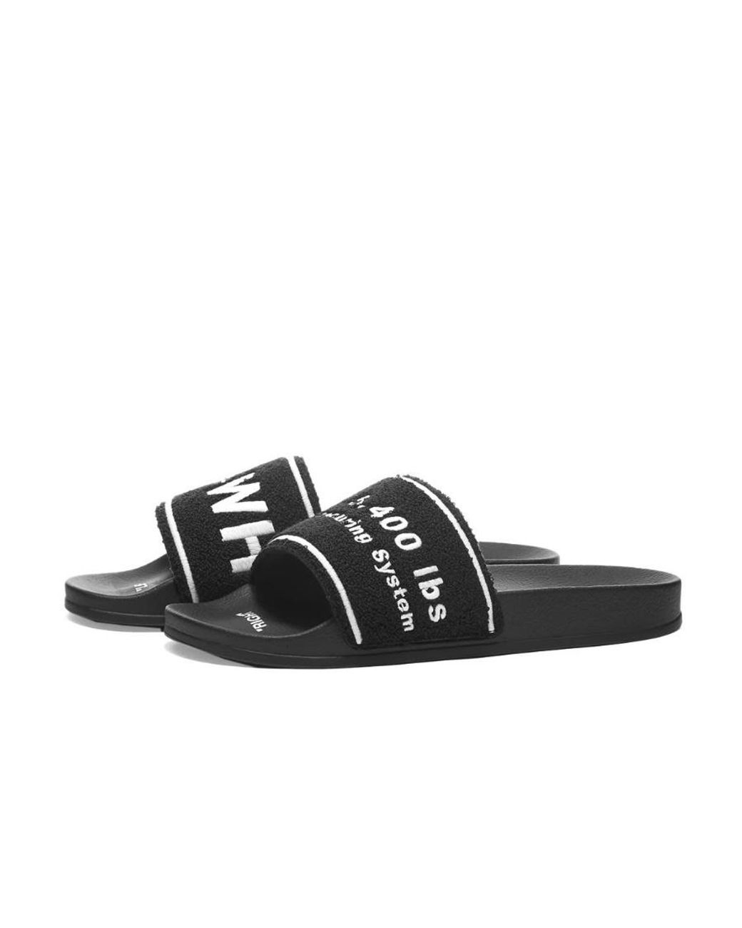 Off-White c/o Virgil Abloh Black Textured Logo-Strap Slides for men