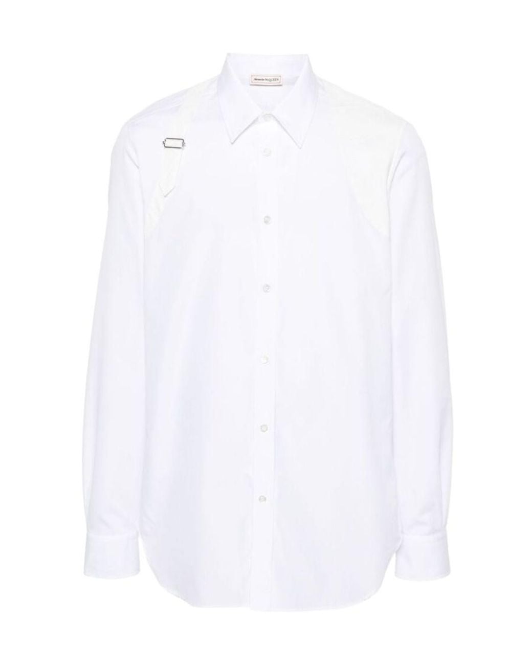 McQueen White Harness Buckle Detailed Buttoned Shirt for men