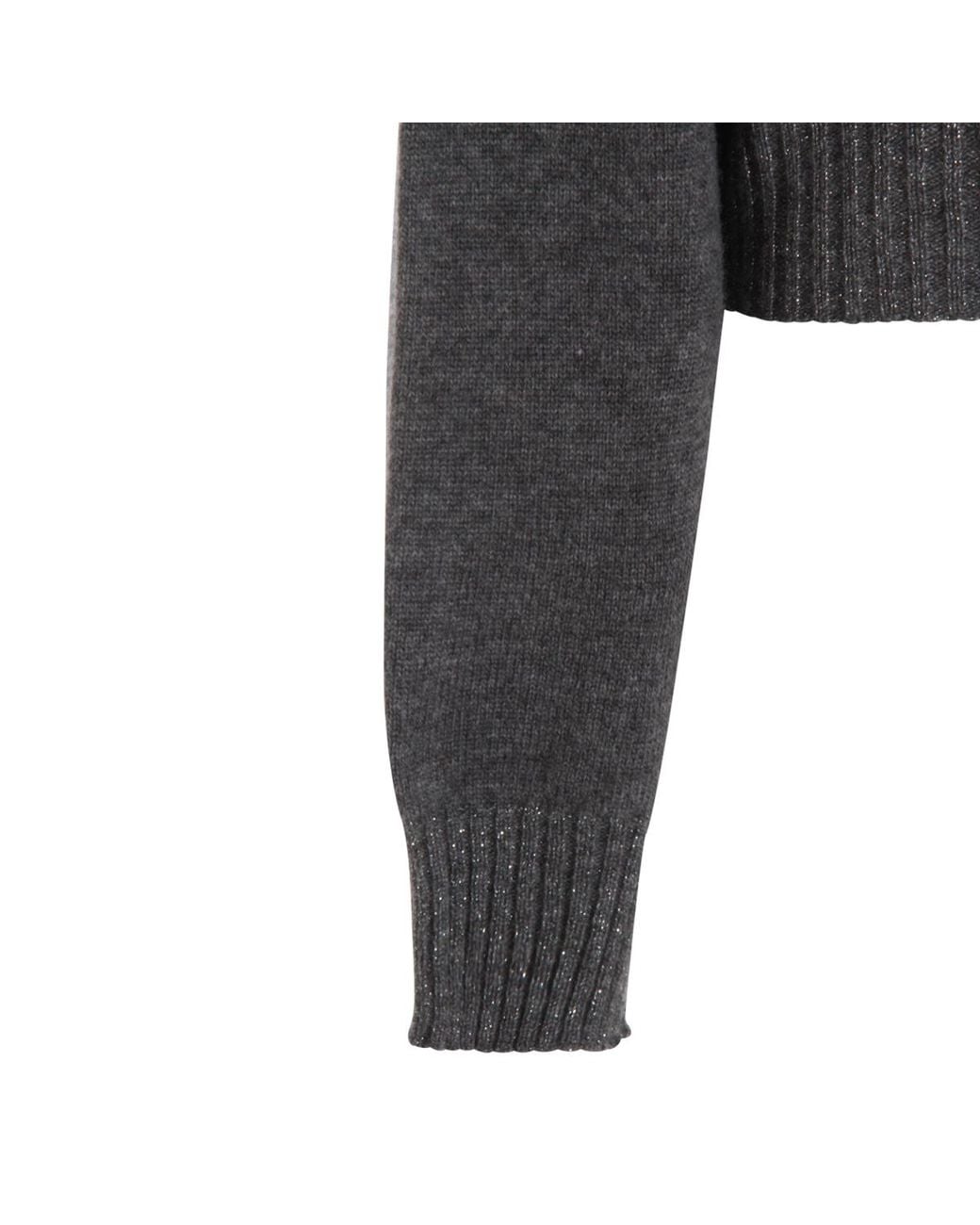 Twinset Gray Metallic-Effect Trim Sweater
