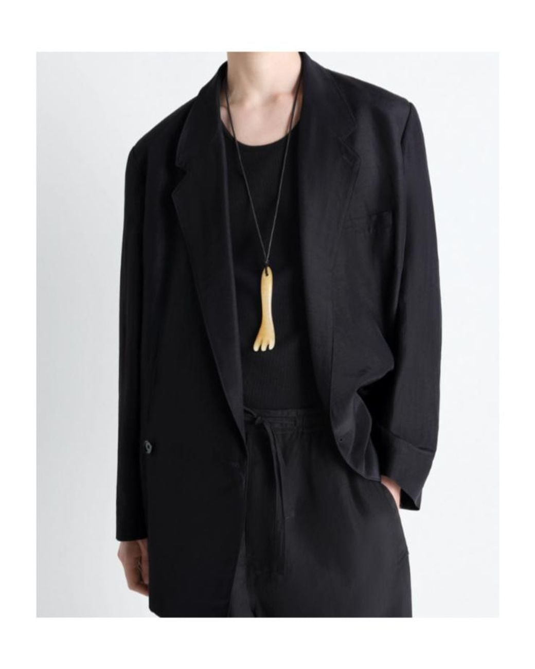 Lemaire Metallic Gua Sha Fork Necklace for men