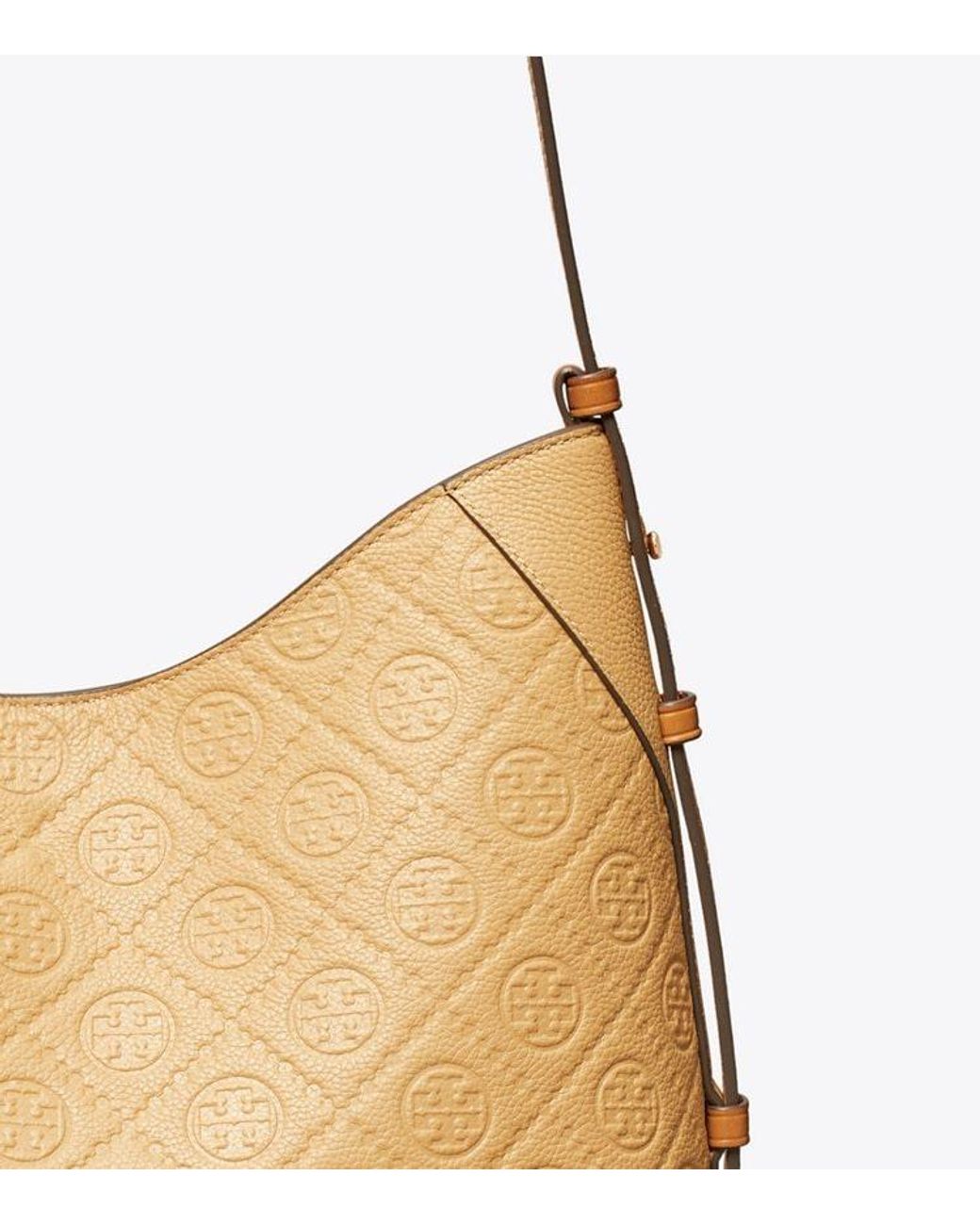 Tory Burch Natural T Monogram Pebble Messenger