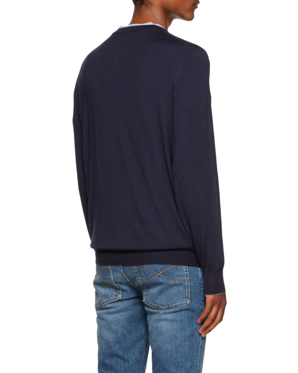 Brunello Cucinelli Blue Crewneck Knitted Jumper for men