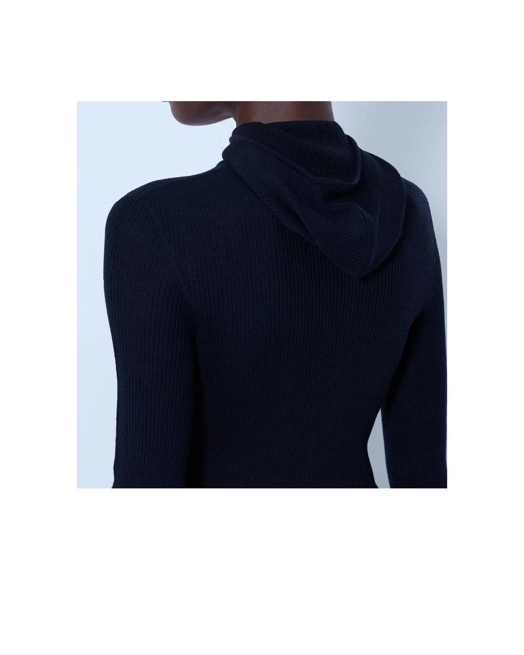 CECILIE BAHNSEN Blue Long-Sleeve Hooded Knit Top