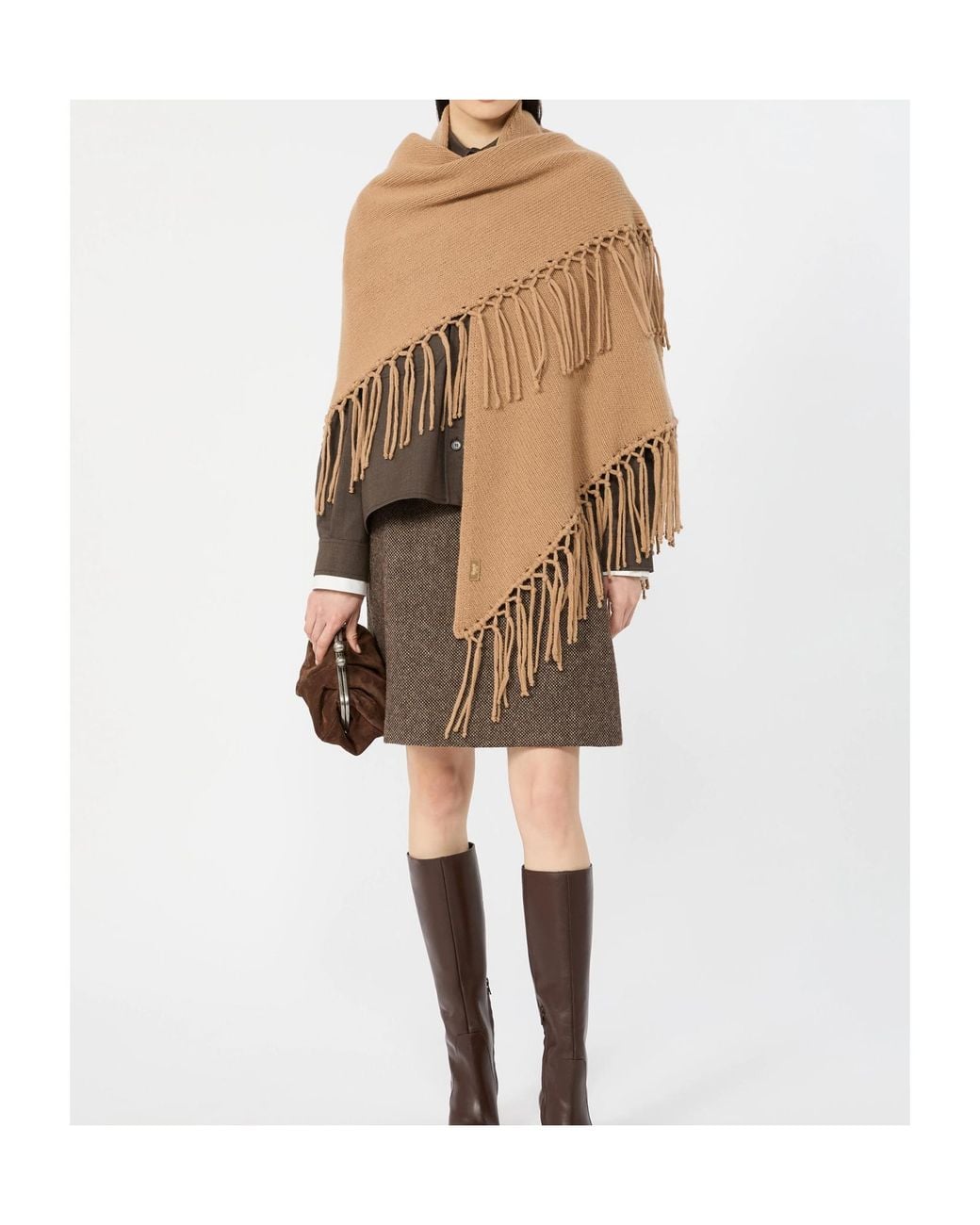 Weekend by Maxmara Natural Fringed Wool Shawl
