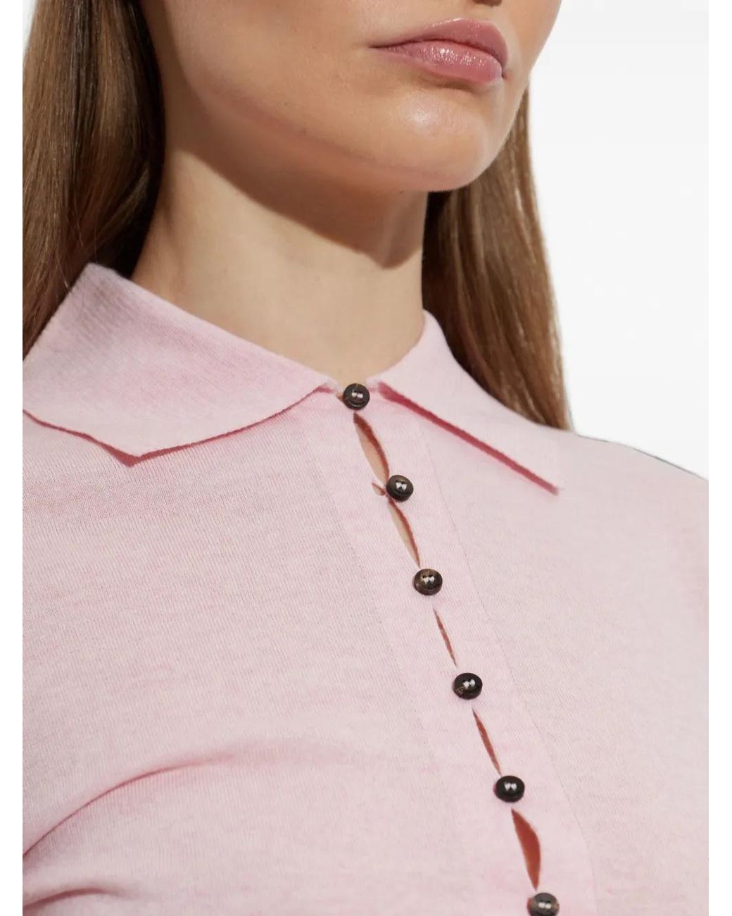 Jacquemus Pink Knitted Long-Sleeved Polo Shirt