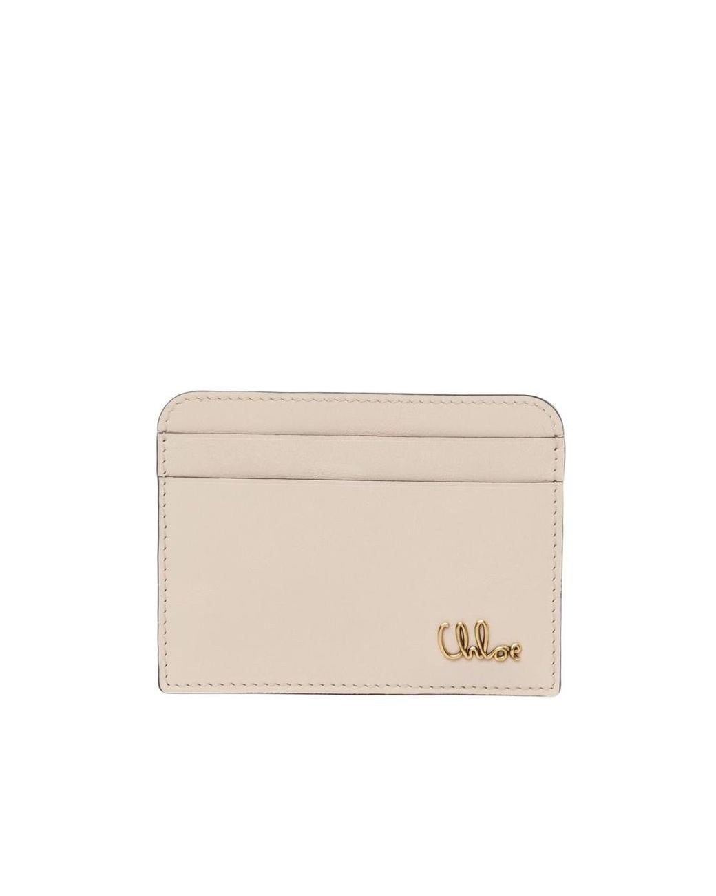 Chloé Natural Chloé Iconic Logo Plaque Card Holder