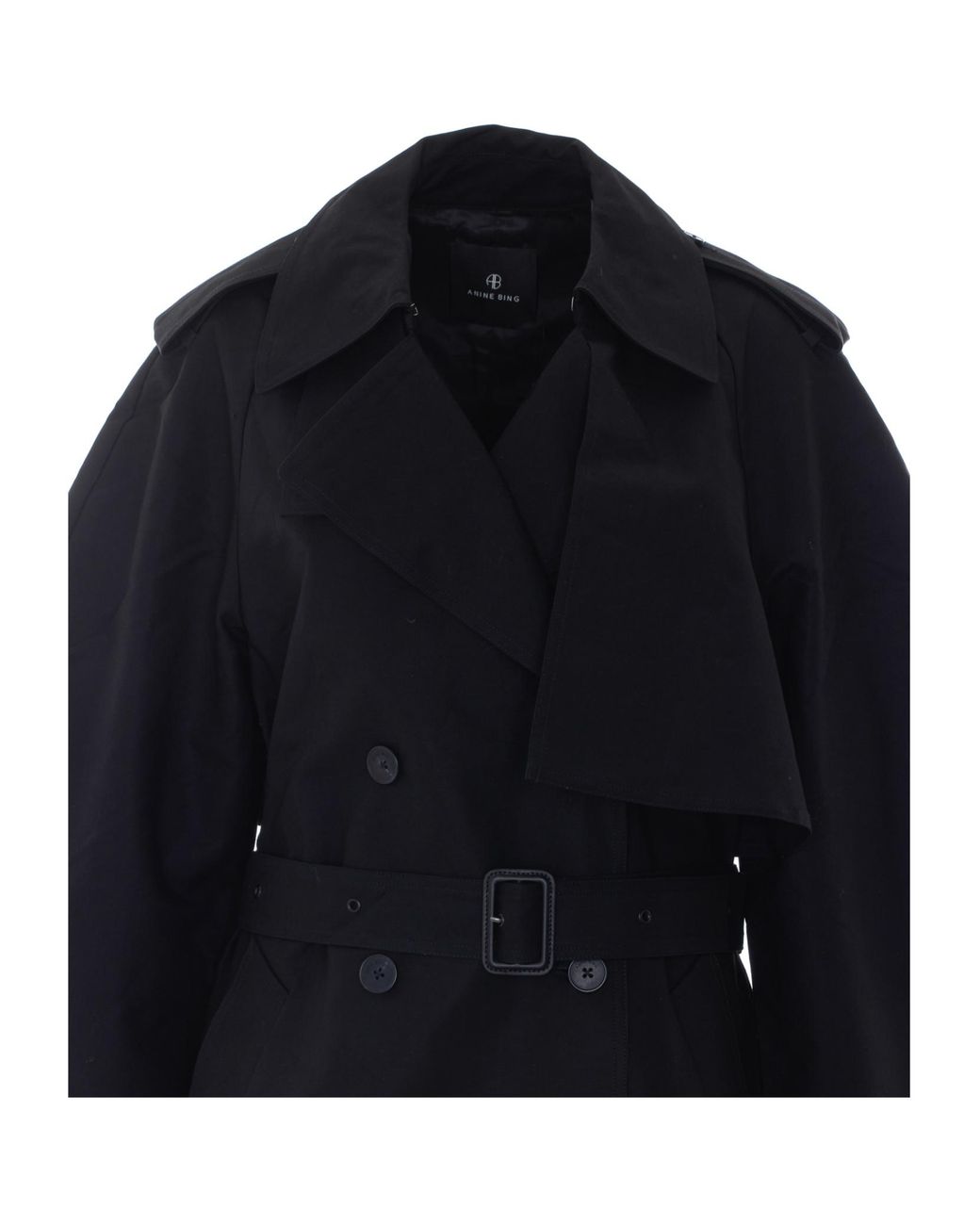 Anine Bing Black Pascale Double-Breasted Trench Coat