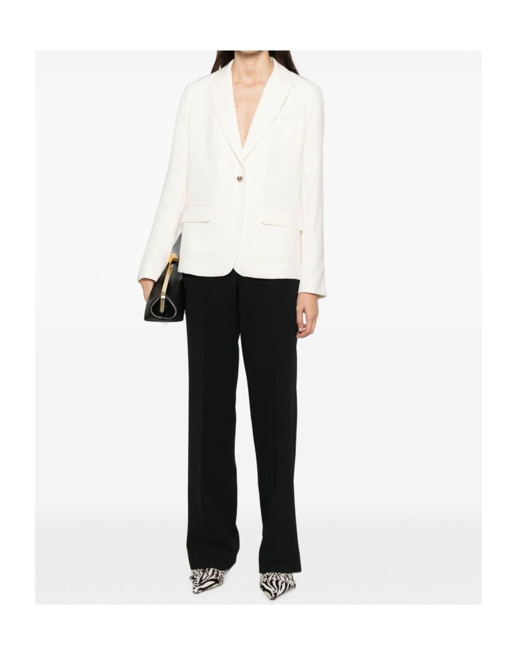 Twinset White Heart-Pattern Single-Breasted Blazer