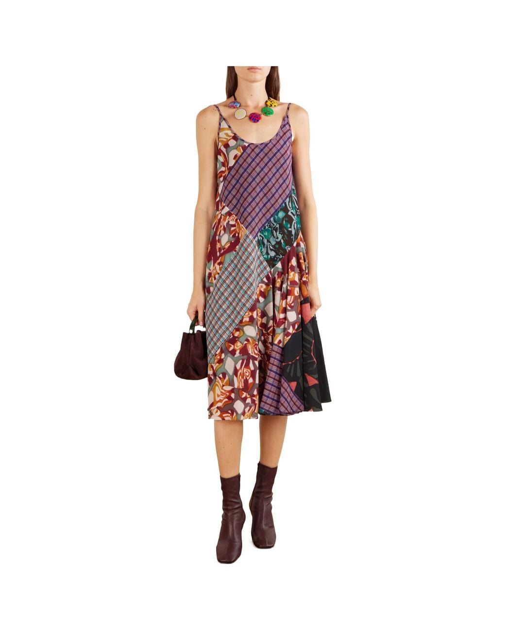 Dries Van Noten Purple Printed Georgette Midi Dress