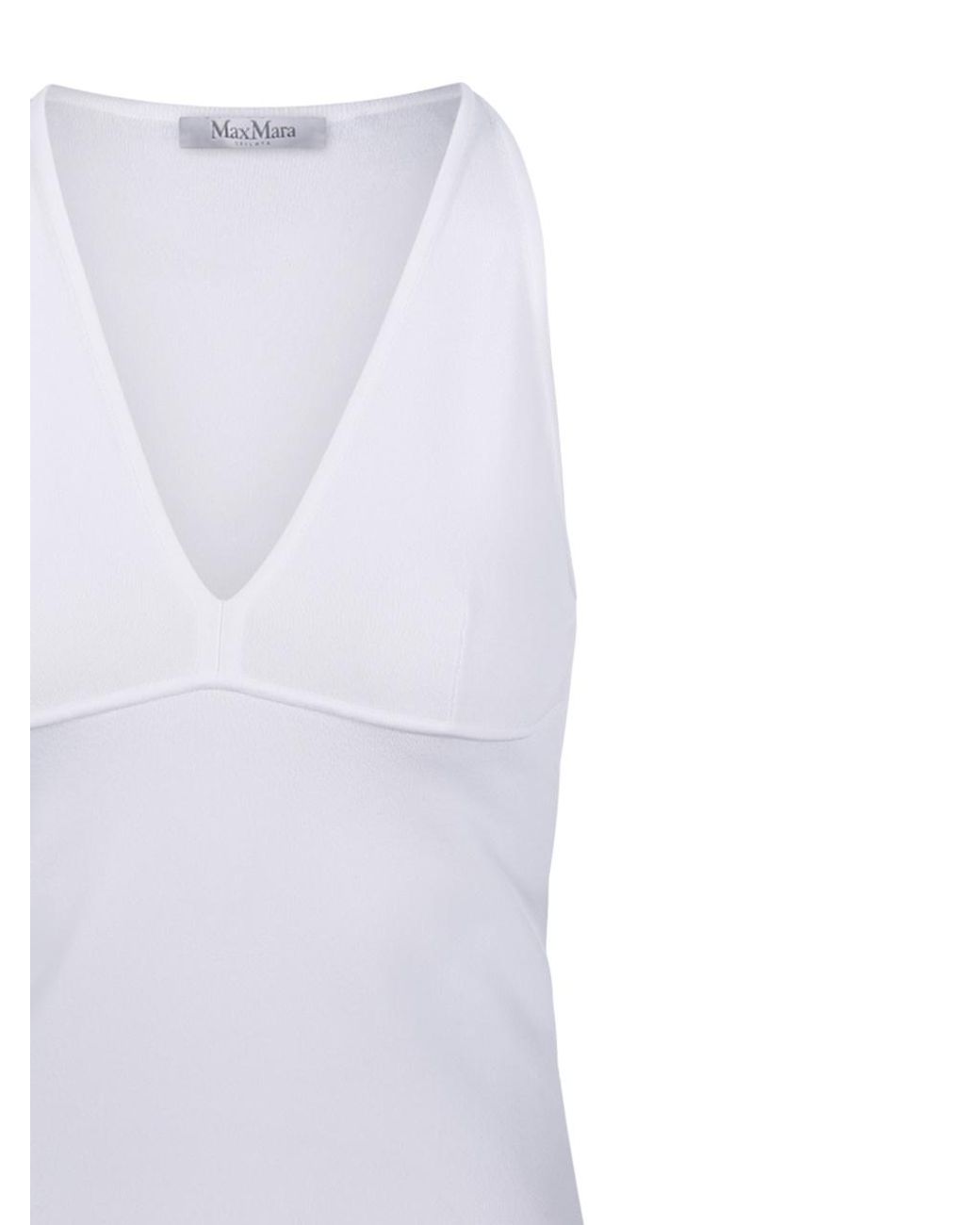 Max Mara White Armida1234 V-Neck Sleeveless Top