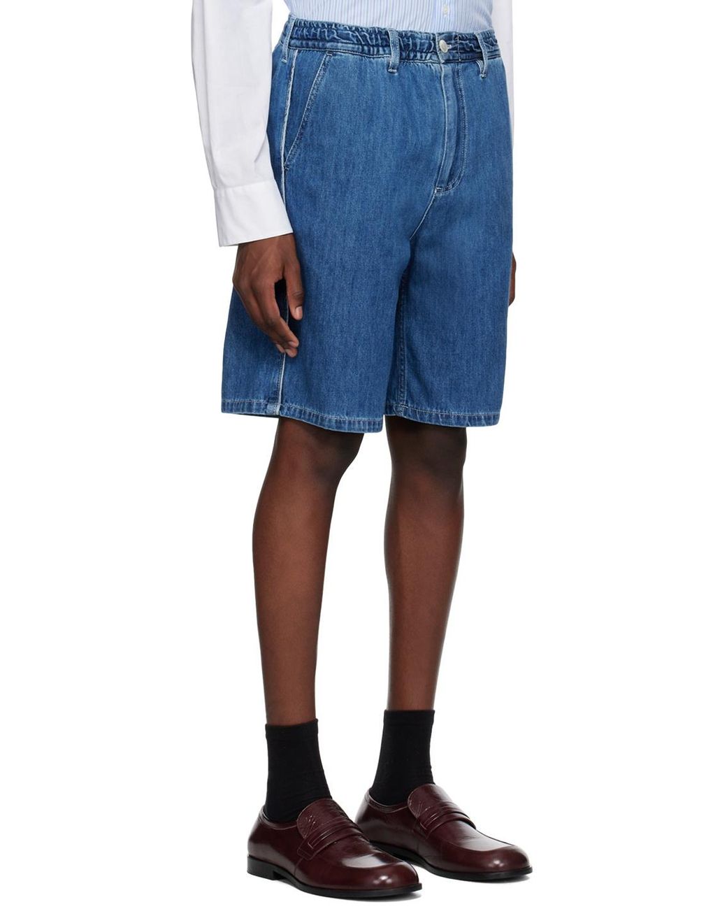 Marni Blue Elastic Waist Denim Shorts for men