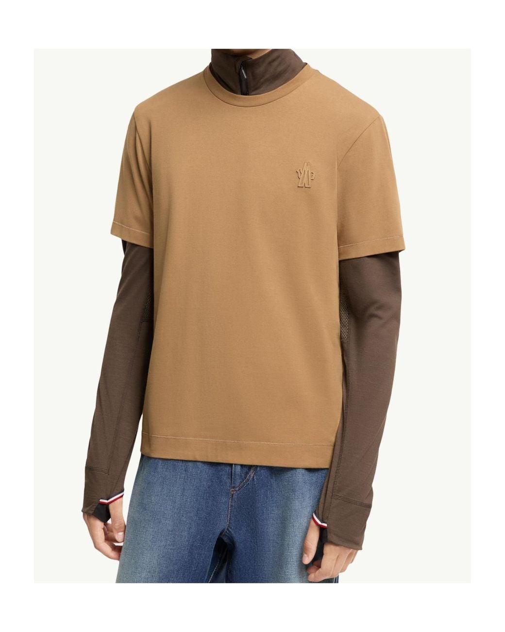 Moncler Brown Logo Patch Cotton Blend T-Shirt (Three Pack) for men