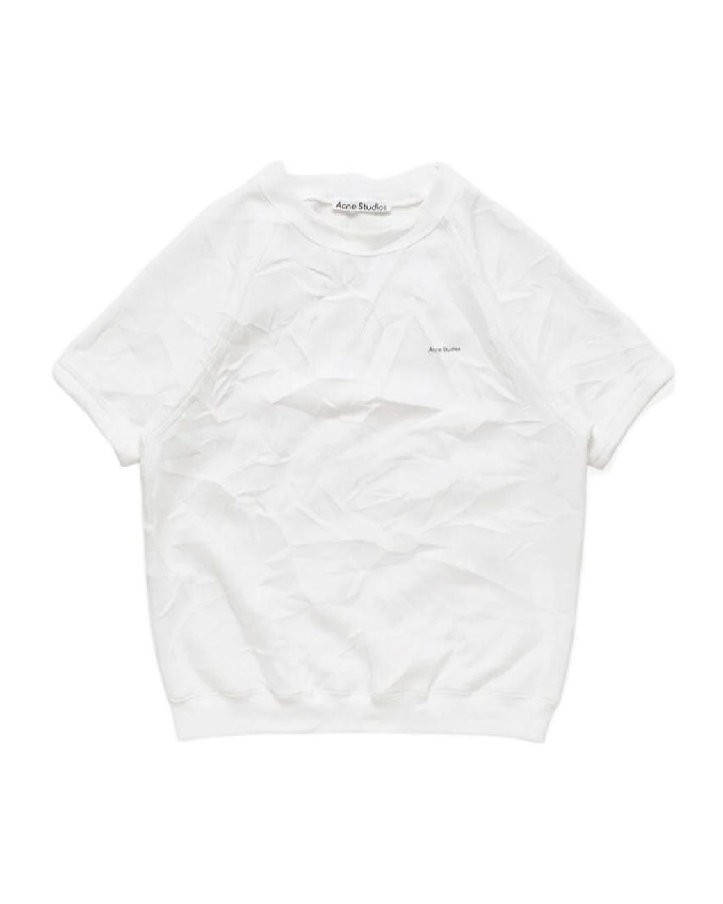 Acne White Crinkled Fleece T-Shirt for men