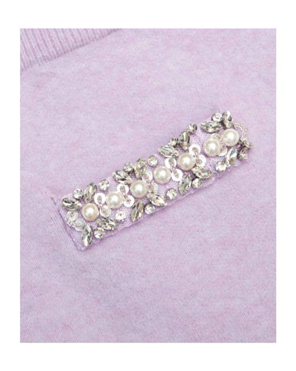 Self-Portrait Purple Rhinestone-Embellished Knit Skirt