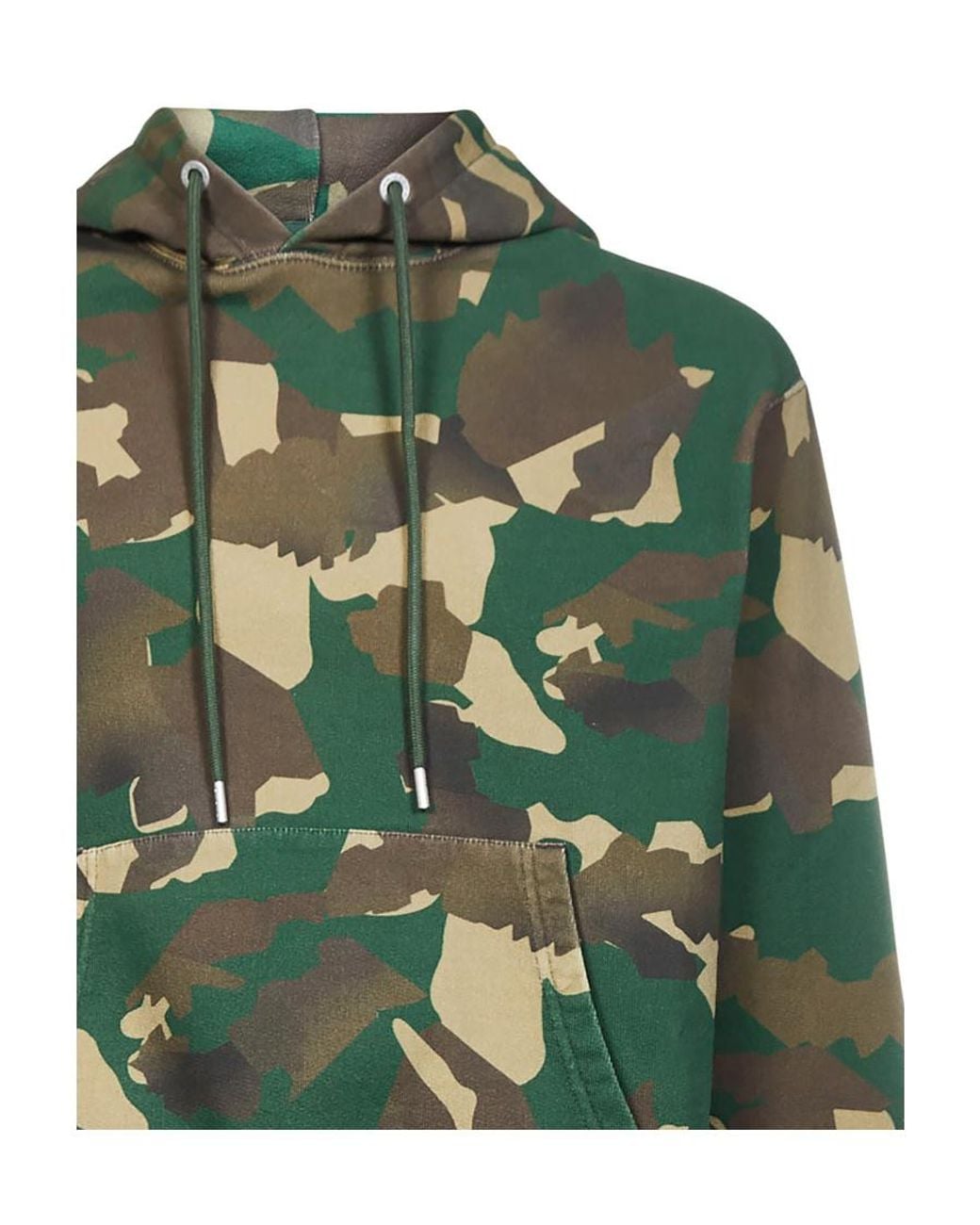 Heron Preston Green Camouflage-Pattern Drawstring Hoodie for men
