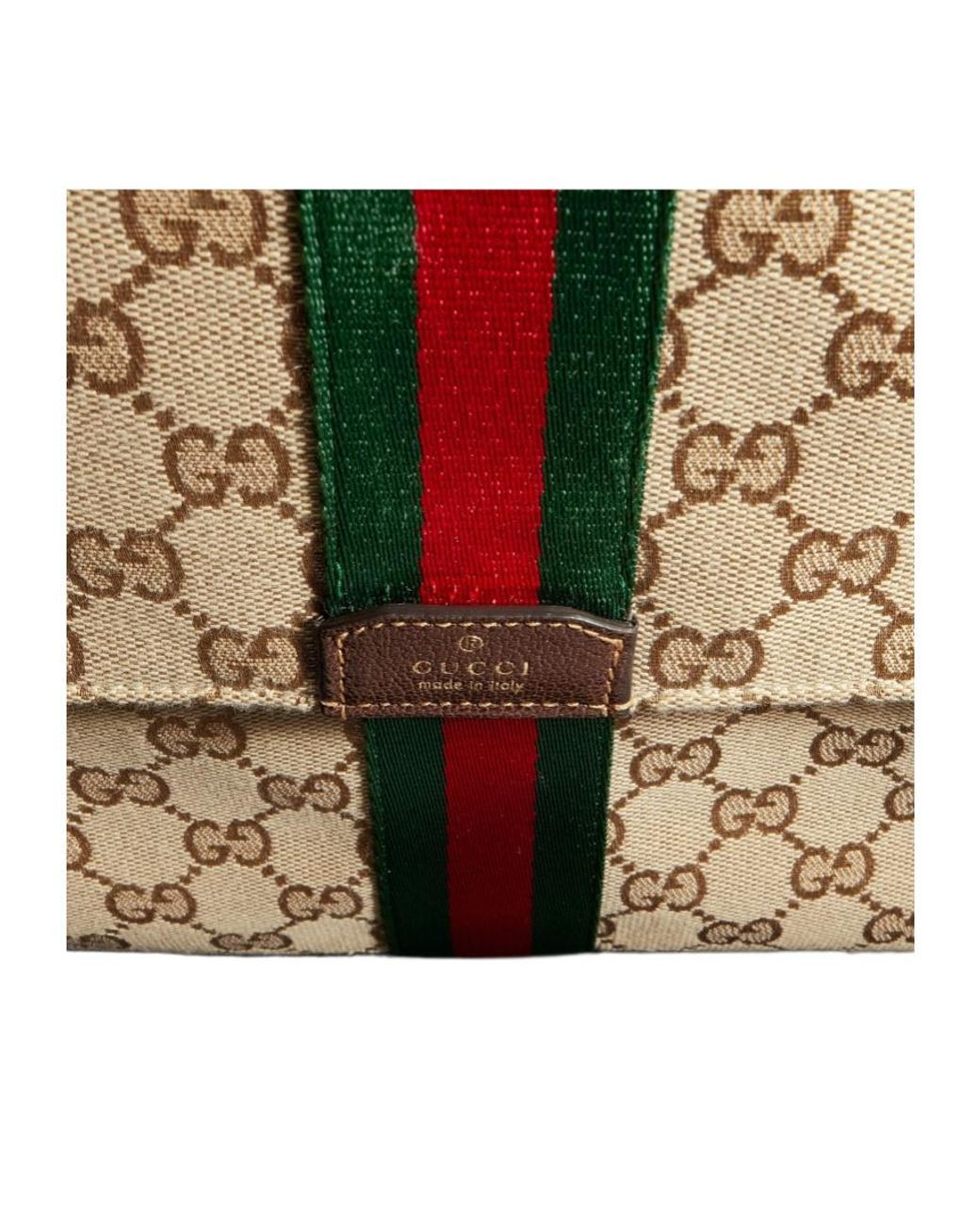 Gucci Natural Medium Gg Supreme Web-Stripe Clutch Bag