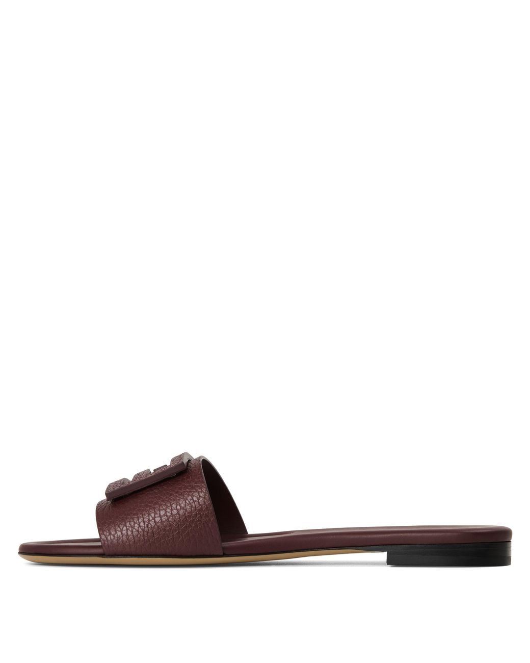 Fendi Brown Grain Leather Slide Sandals
