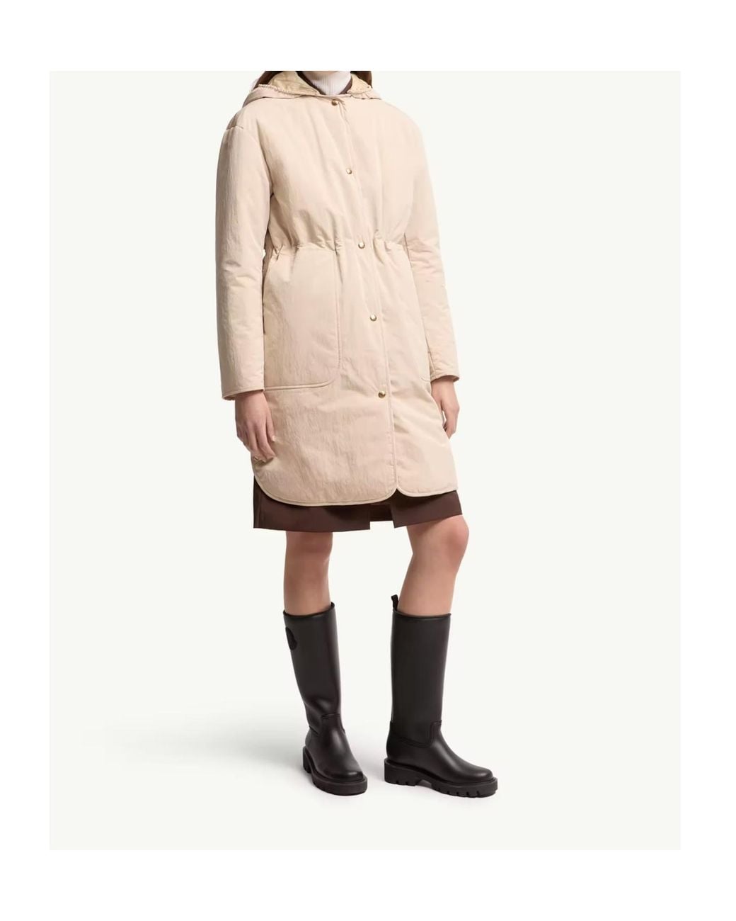 Moncler Natural Thymlong Reversible Hooded Down Parka Coat