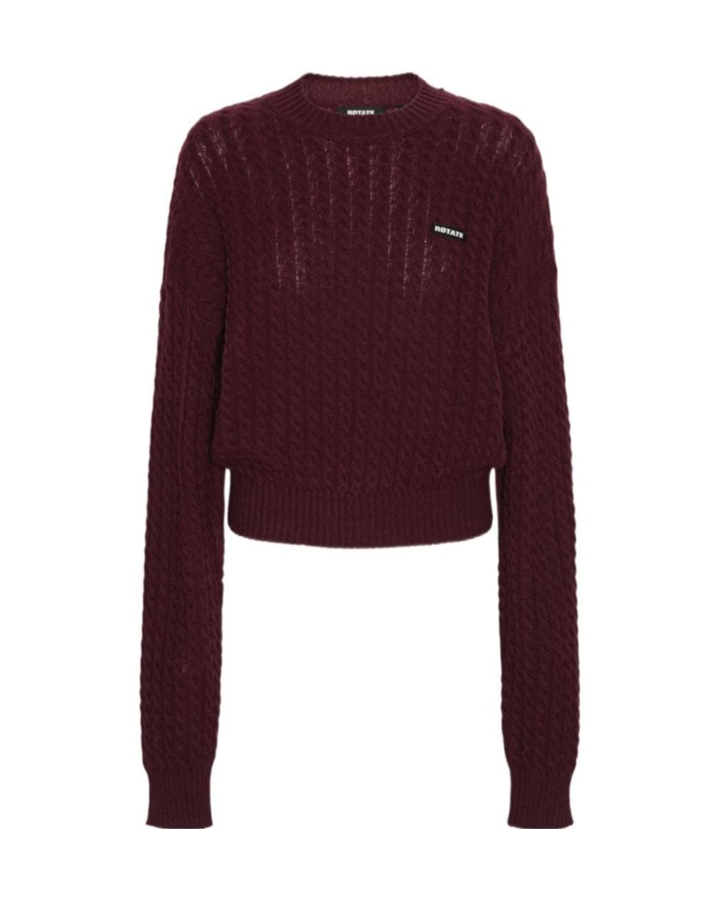 ROTATE BIRGER CHRISTENSEN Purple Cable-Knit Logo Patch Jumper