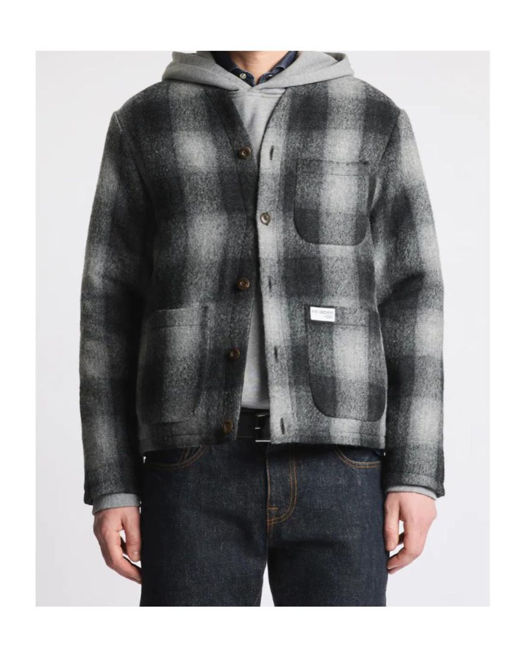 Fay Gray Check-Pattern V-Neck Jacket for men