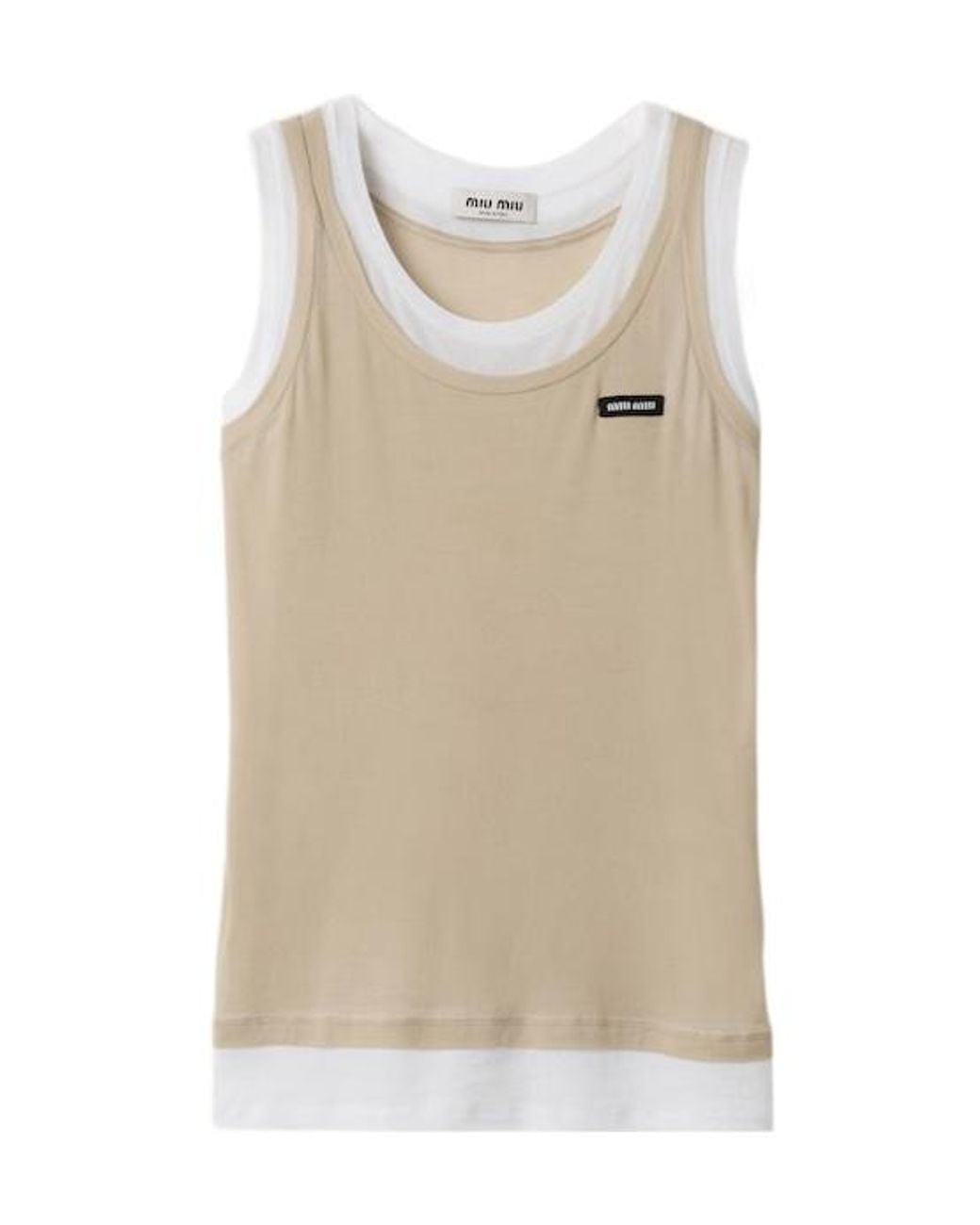 Miu Miu Natural Ribbed Jersey Tank Top
