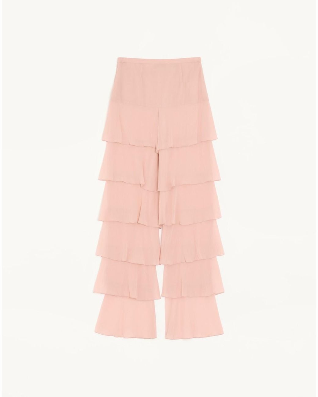 Valentino Pink Tiered Wide-Leg Pants