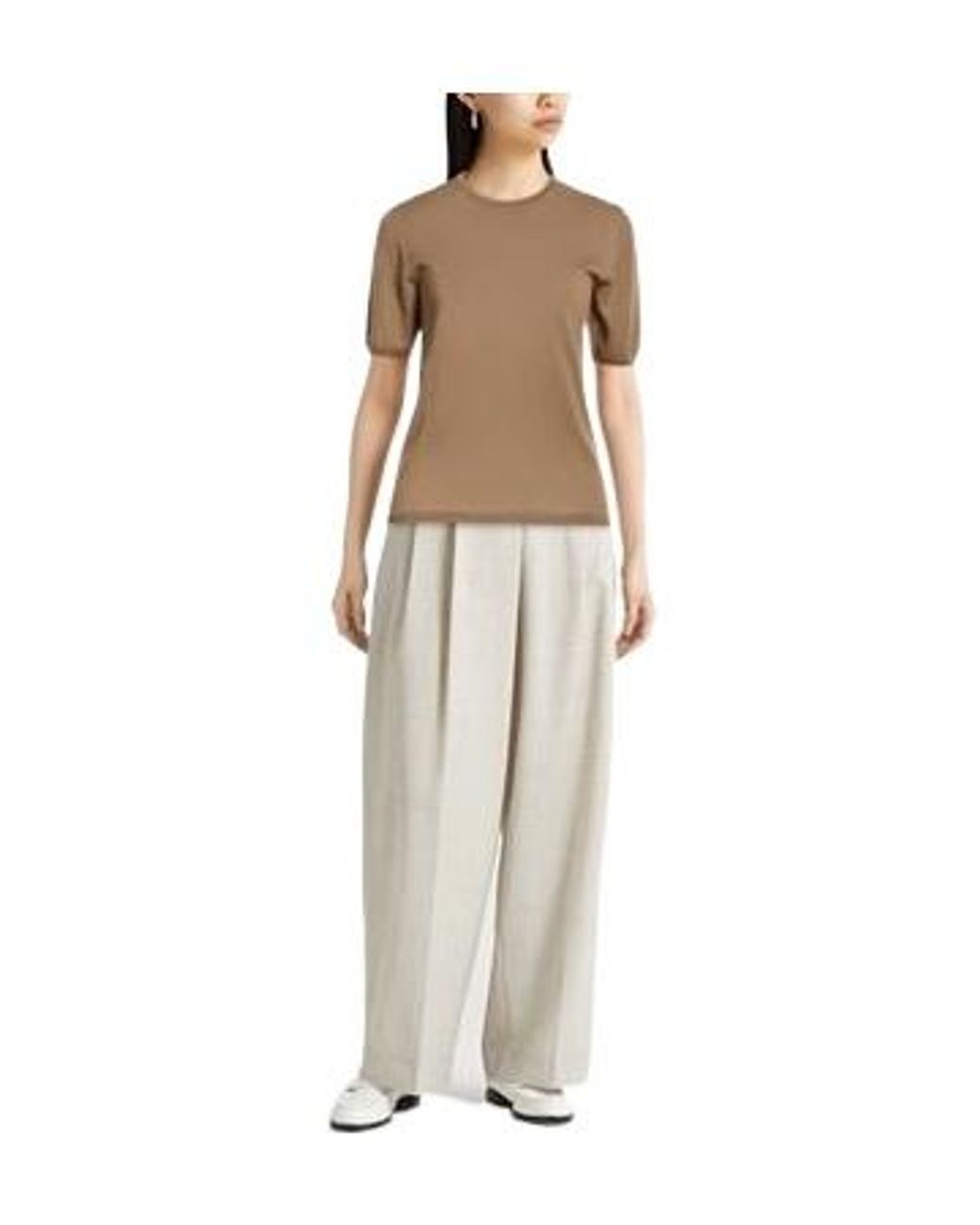 Max Mara Brown Round-Neck Knit Top