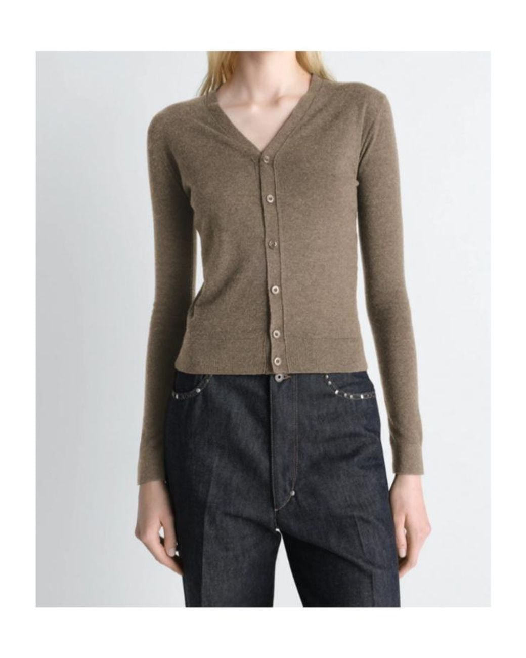 Lemaire Brown Buttoned V-Neck Cardigan