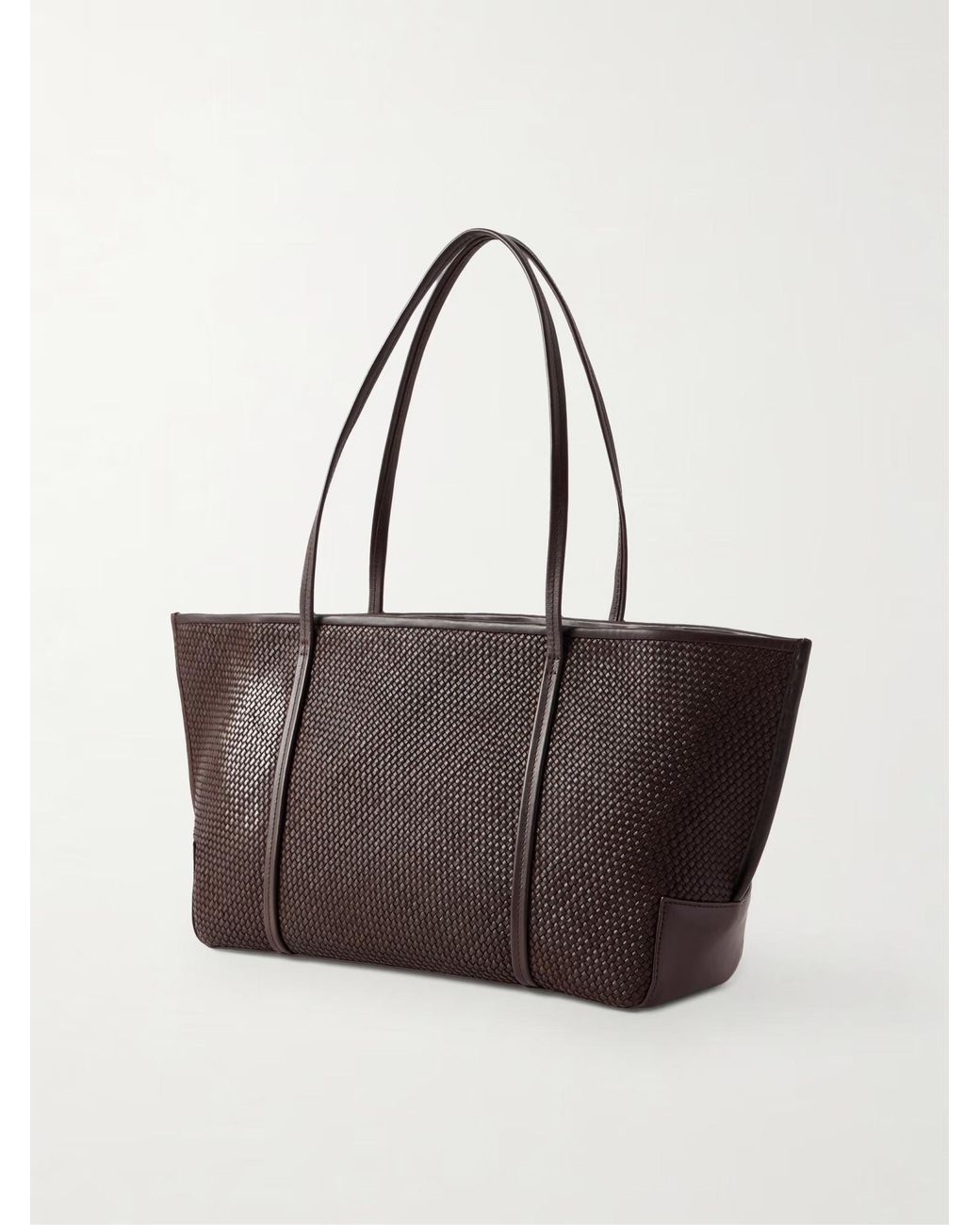 St. Agni Brown Bateau Woven Leather Tote Bag